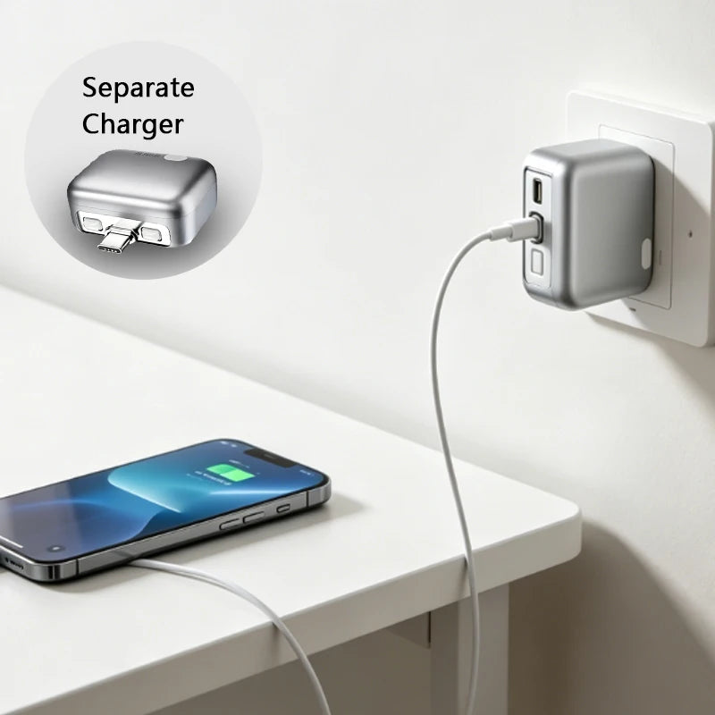 1pcs  Power Bank with Separate Charger Plug,Fast Charging Portable Charger with Built-in Cable,Intelligent Battery Detection