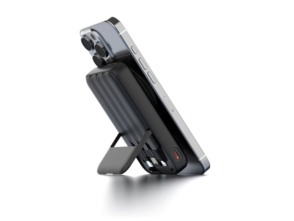 Techancy Power Bank Magnetico Sem Fios 10000mAh TF2804 15W Wireless 22.5W Carregamento Rapido com Suporte para Telemovel e Tablet Preto